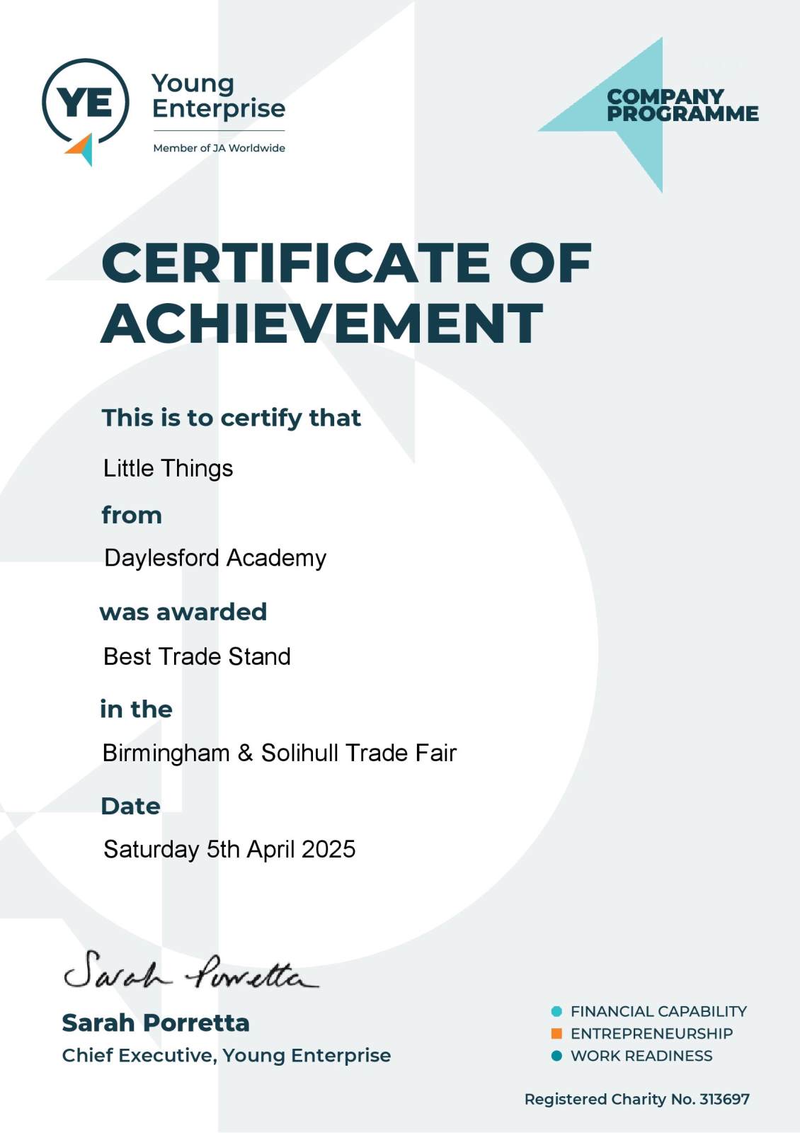 Young Enterprise Winners